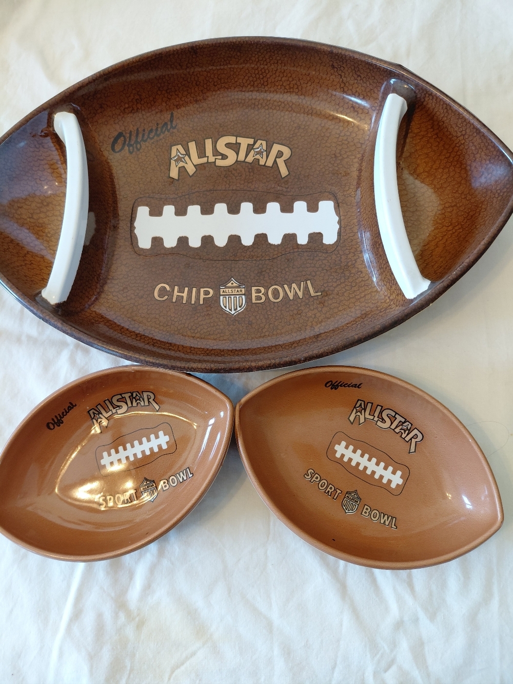 Allstar Football Chip & Snack Bowl Set - Brown